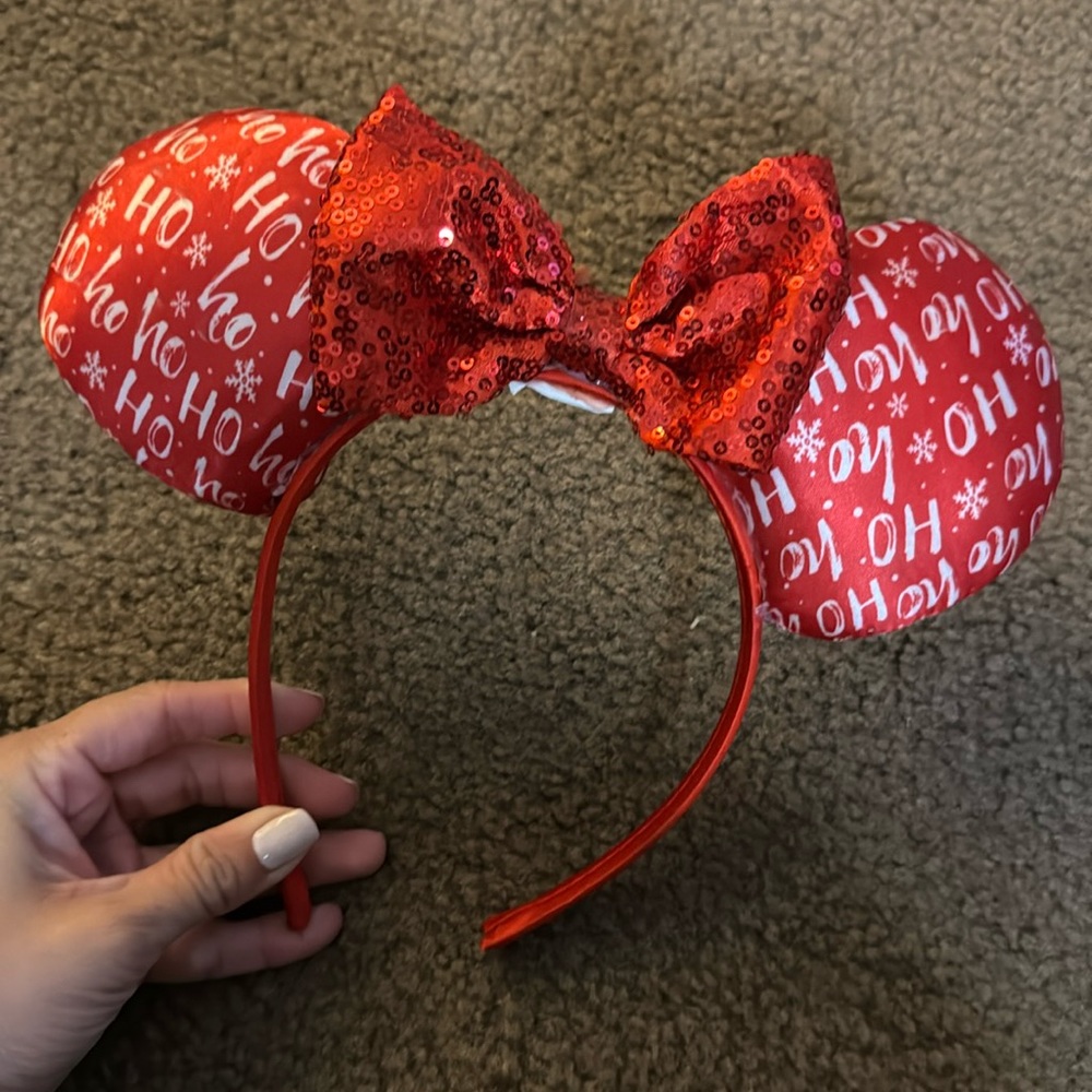 Red and White Xmas Disney Mickey Ears